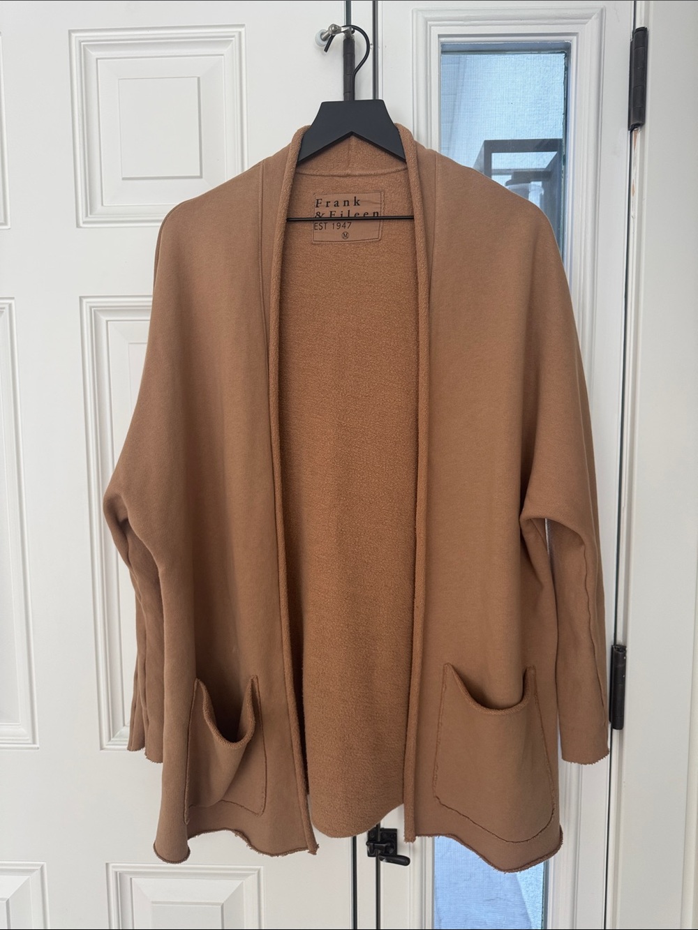 Frank & Eileen Open-Front Camel Brown Cardigan